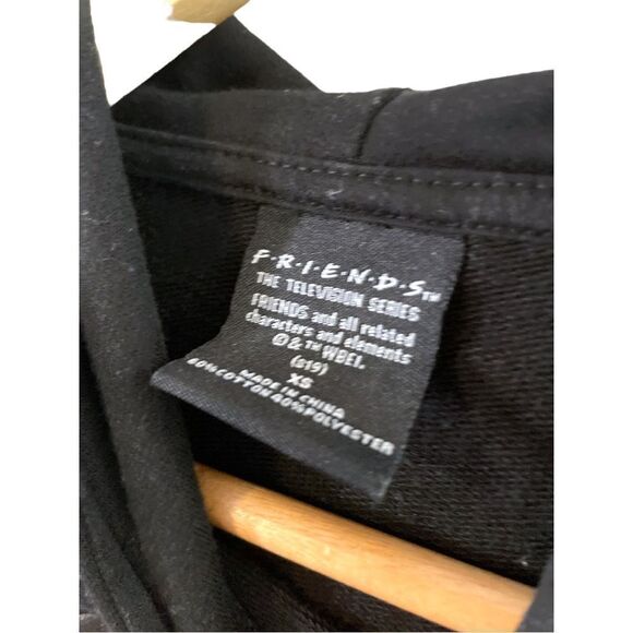 FRIENDS Black Cropped Long Sleeve Hoodie Sweatshirt, Size XS - Picture 6 of 6